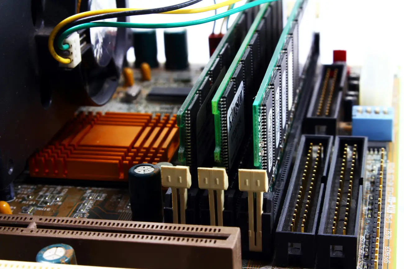 Close-up of RAM Modules and Heat Sink